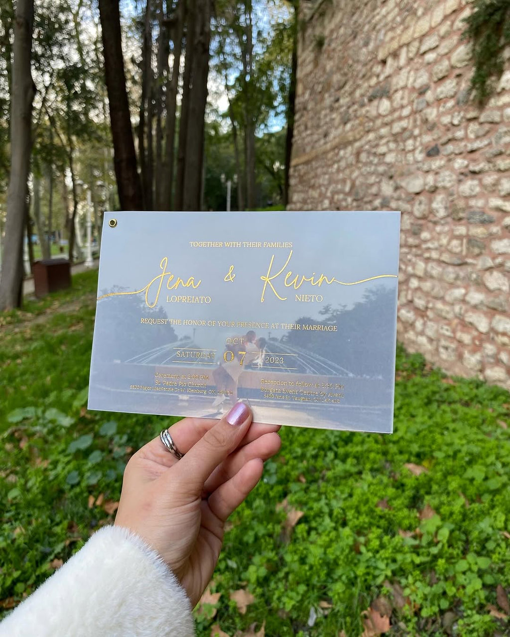 Modern Acrylic Overlay Photo Invitation