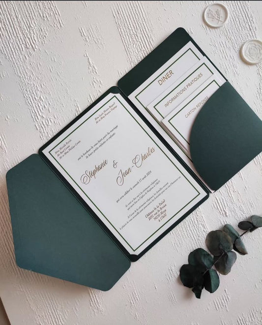 Custom Envelope with Precision Cut + Premium Cardstock Main Invitation + RSVP Cards