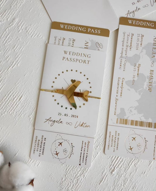 Elegant Passport-Style Wedding Invitation