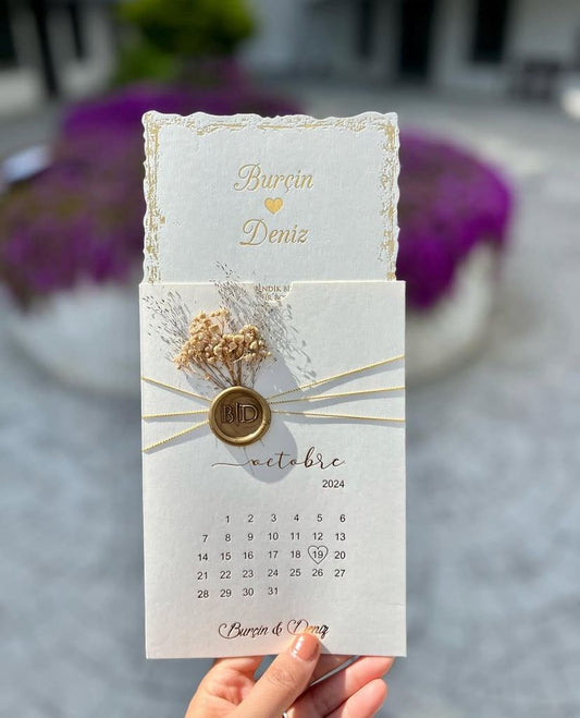 Paper Invitation Card + Envelope with Printed Date
