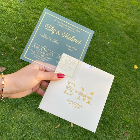 10-Micron Acrylic Invitation Card +  Envelope (Minimum Order: 100 Pieces Only for this model)