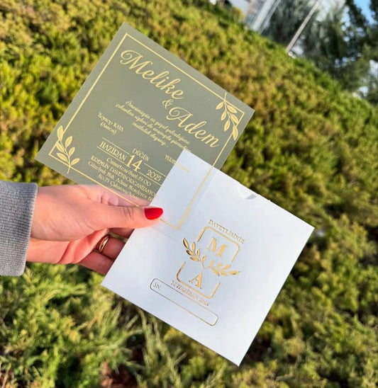 10-Micron Acrylic Invitation Card +  Envelope (Minimum Order: 100 Pieces Only for this model)