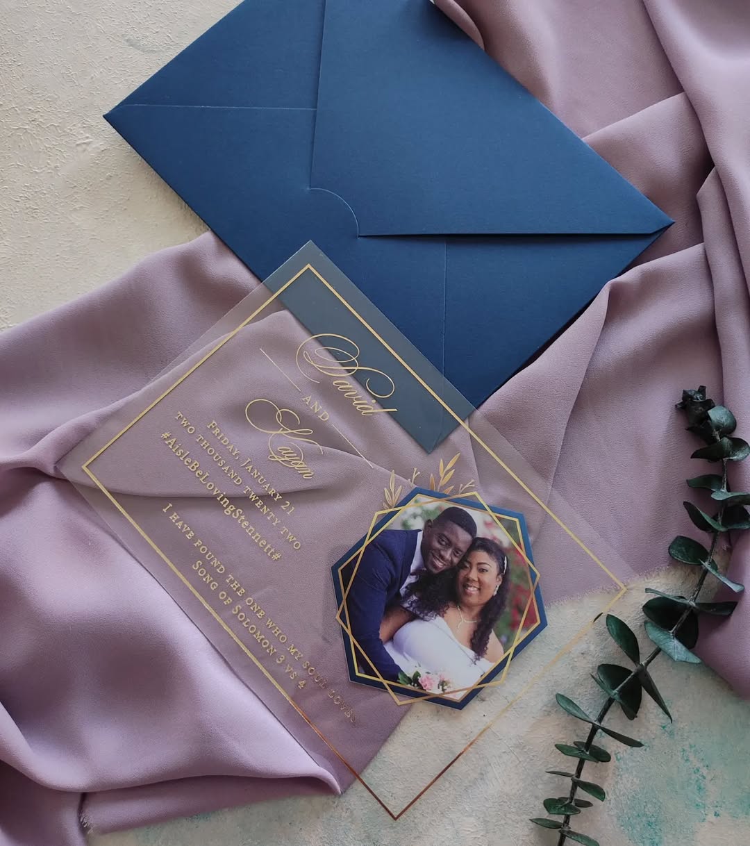 Custom Acrylic Wedding Invitation with Photo Insert