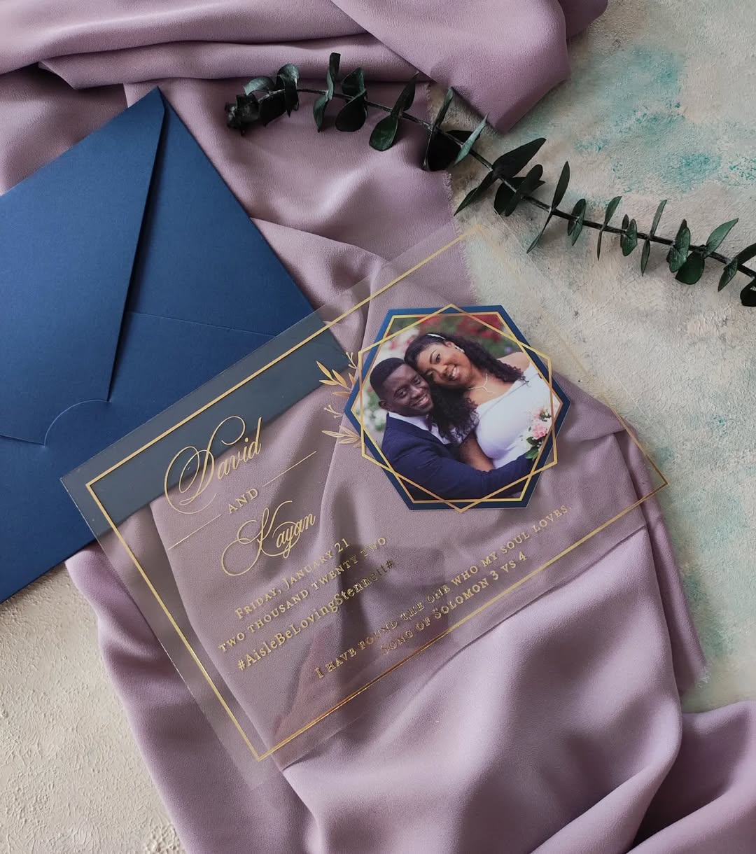 Custom Acrylic Wedding Invitation with Photo Insert